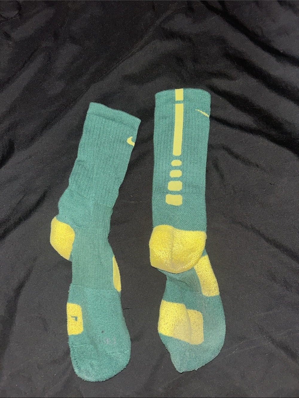 Nike Men's Green Crew Socks with Yellow Accents